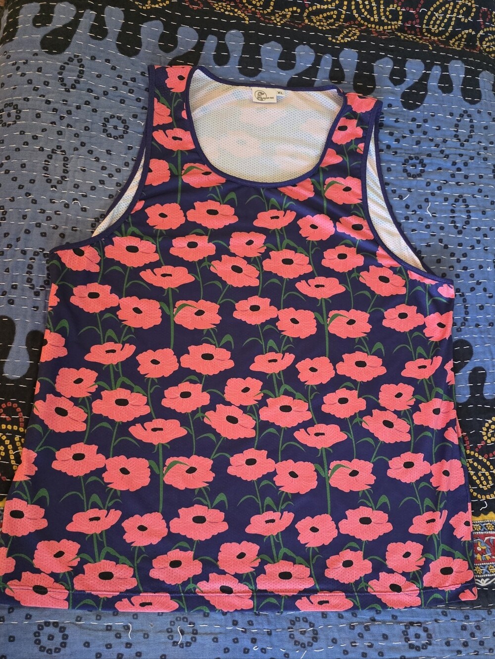 Brown DOG Floral Popper Navy & Red Tank Top